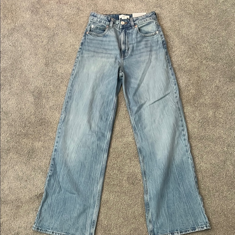 H&M Blue Flare Wide Leg Jeans Classic Style